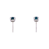 14K White Gold London Blue Topaz Stud Earrings With Friction Backs