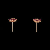 14K Yellow Gold Ruby And Diamond Flower Stud Earrings