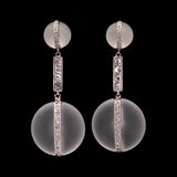 Platinum Vintage Crystal And Rose Cut Diamond Drop Earrings With Screw Backs