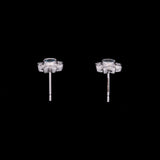 14K White Gold Aquamarine And Diamond Flower Stud Earrings