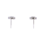 14K White Gold Rectangular Sapphire And Diamond Stud Earrings With Friction Backs
