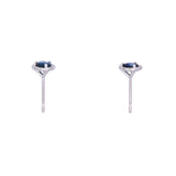 14K White Gold 0.67ctw Ceylon Sapphire Stud Earrings With 0.07ctw Diamond Halo