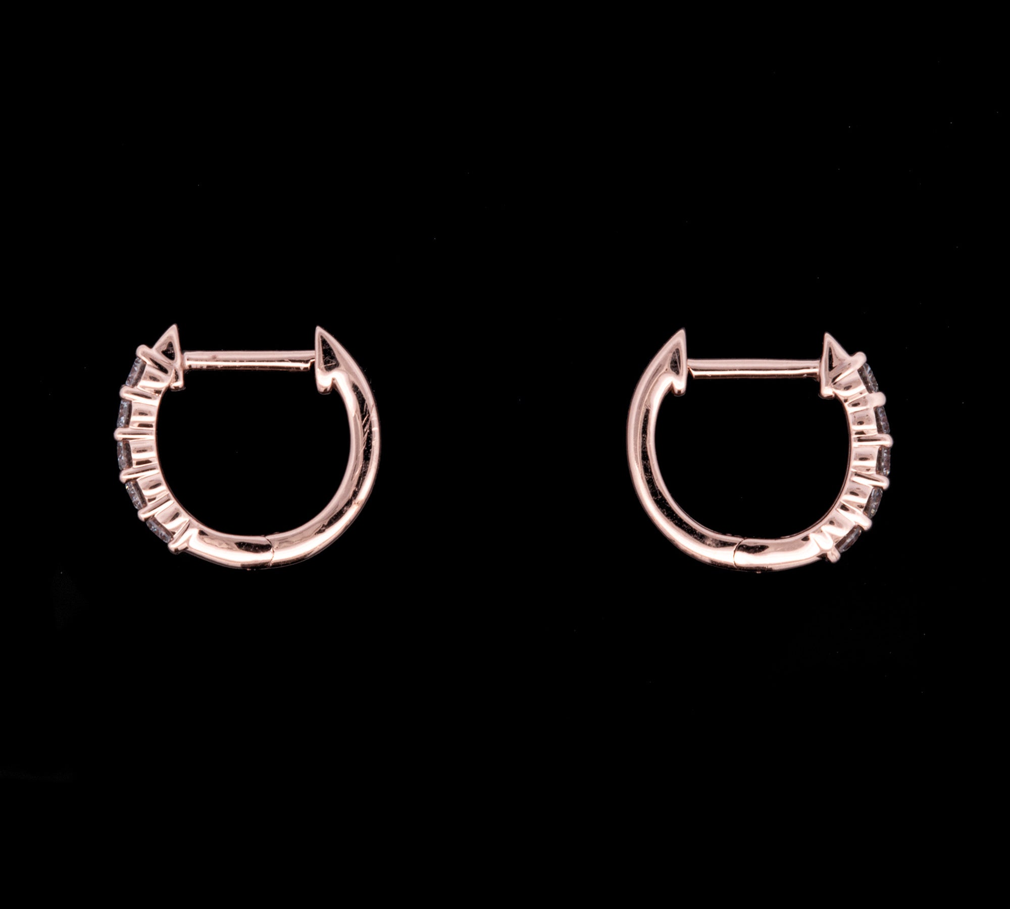 14K Rose Gold 0.25ctw Diamond Huggie Earrings, 11mm