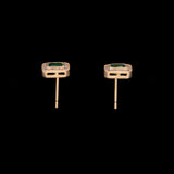 14K Yellow Gold Emerald And Diamond Stud Earrings