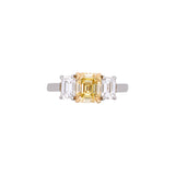 Platinum And 18K Yellow Gold Emerald Cut Fancy Intense Yellow Diamond Ring