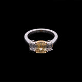 Platinum And 18K Yellow Gold Emerald Cut Fancy Intense Yellow Diamond Ring