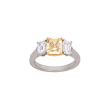 Platinum And 18K Yellow Gold Emerald Cut Fancy Intense Yellow Diamond Ring