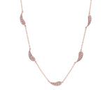 14K Rose Gold Pave Diamond Leaf Necklace, 18 Inches