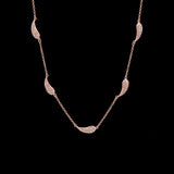 14K Rose Gold Pave Diamond Leaf Necklace, 18 Inches