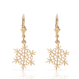 Quechee Large Snowflake Dangle Earrings With Leverbacks, 14K Yellow Gold