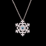Waterbury Aquamarine And Diamond Snowflake Pendant With 18 Inch Chain, 14K White Gold