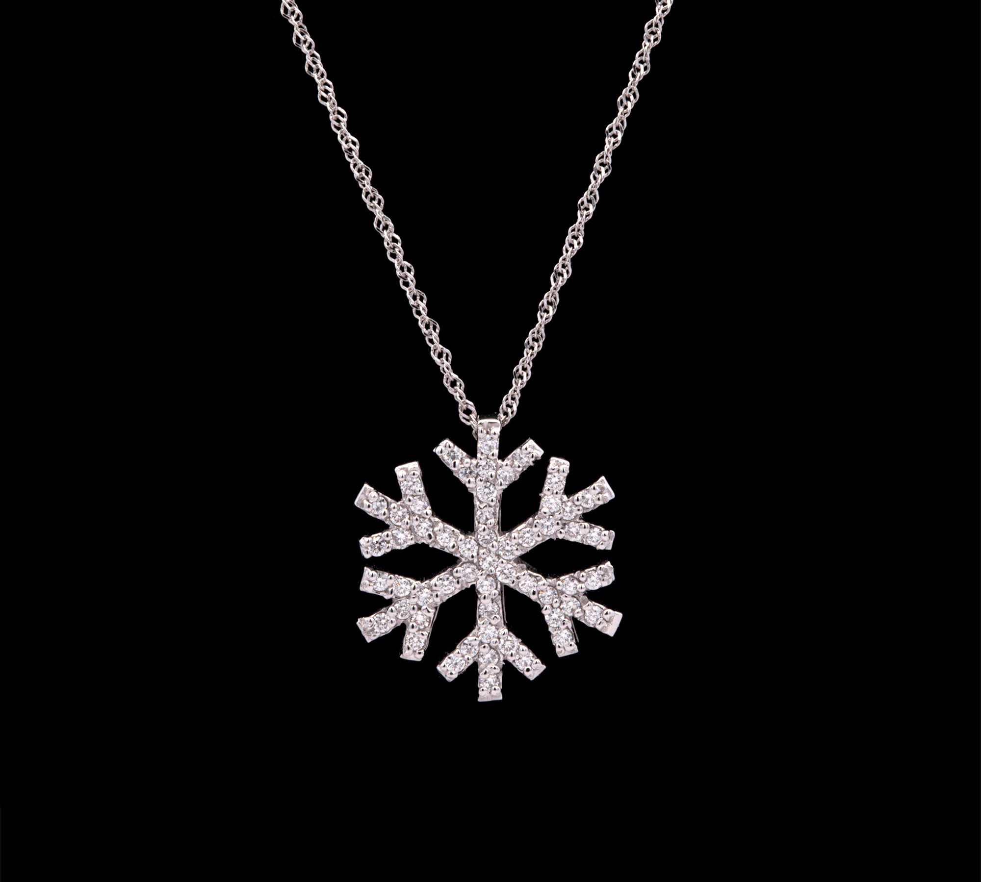 Middlesex Diamond Snowflake Pendant With 18 Inch Chain, 14K White Gold