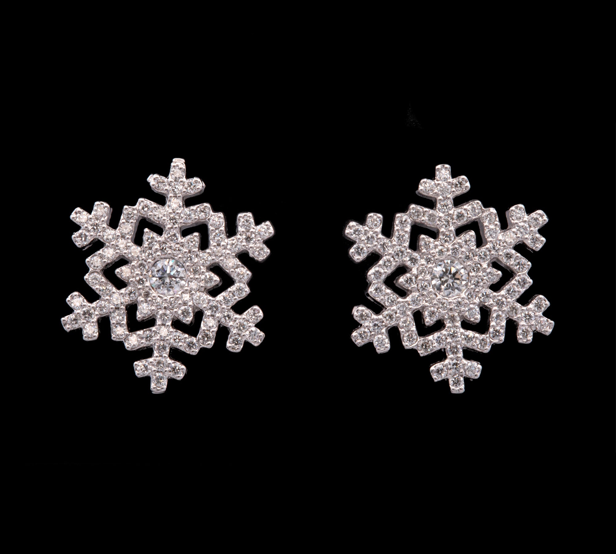 Waterbury Diamond Snowflake Stud Earrings, 14K White Gold
