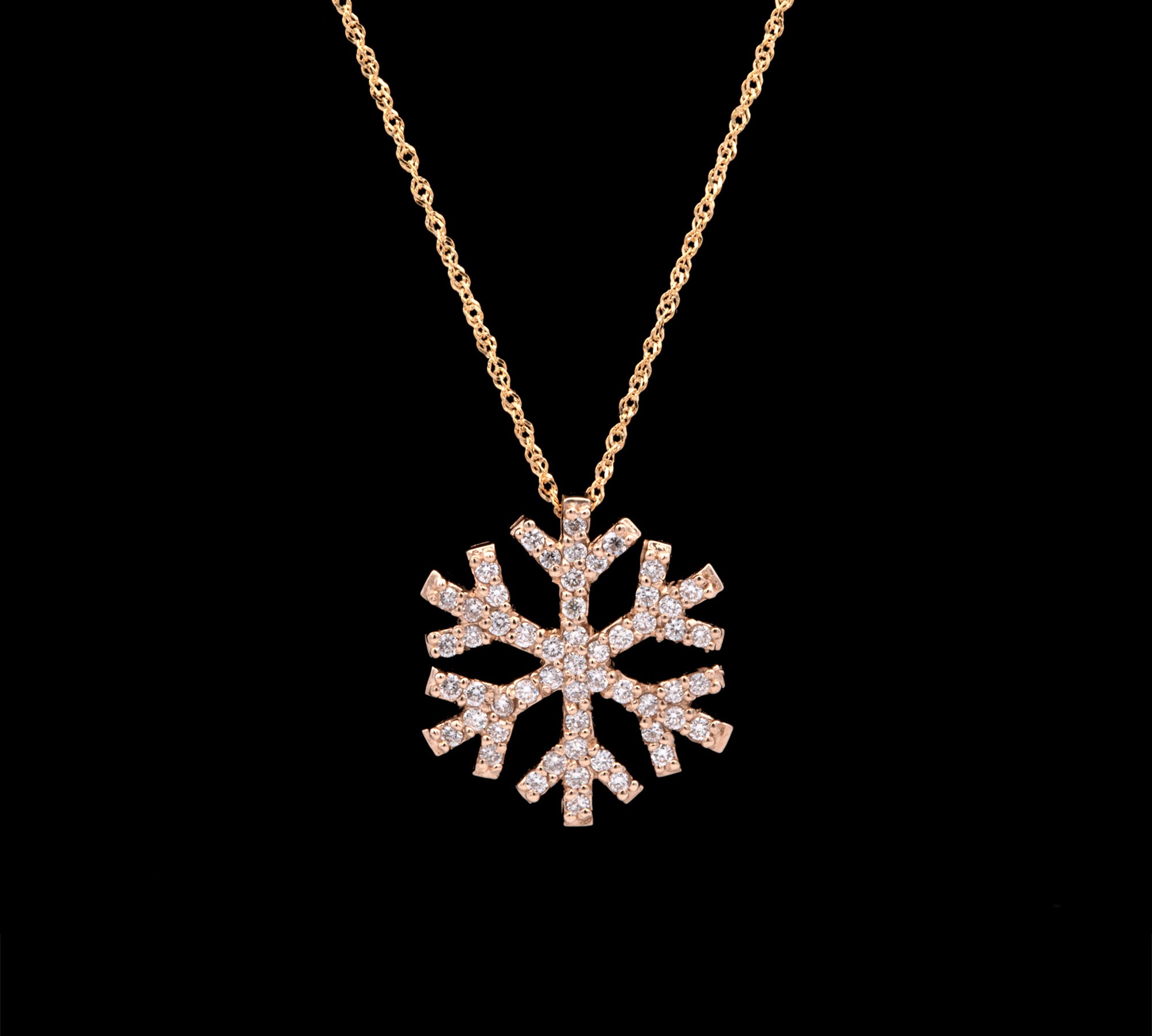 Middlesex Diamond Snowflake Pendant With 18 Inch Chain, 14K Yellow Gold
