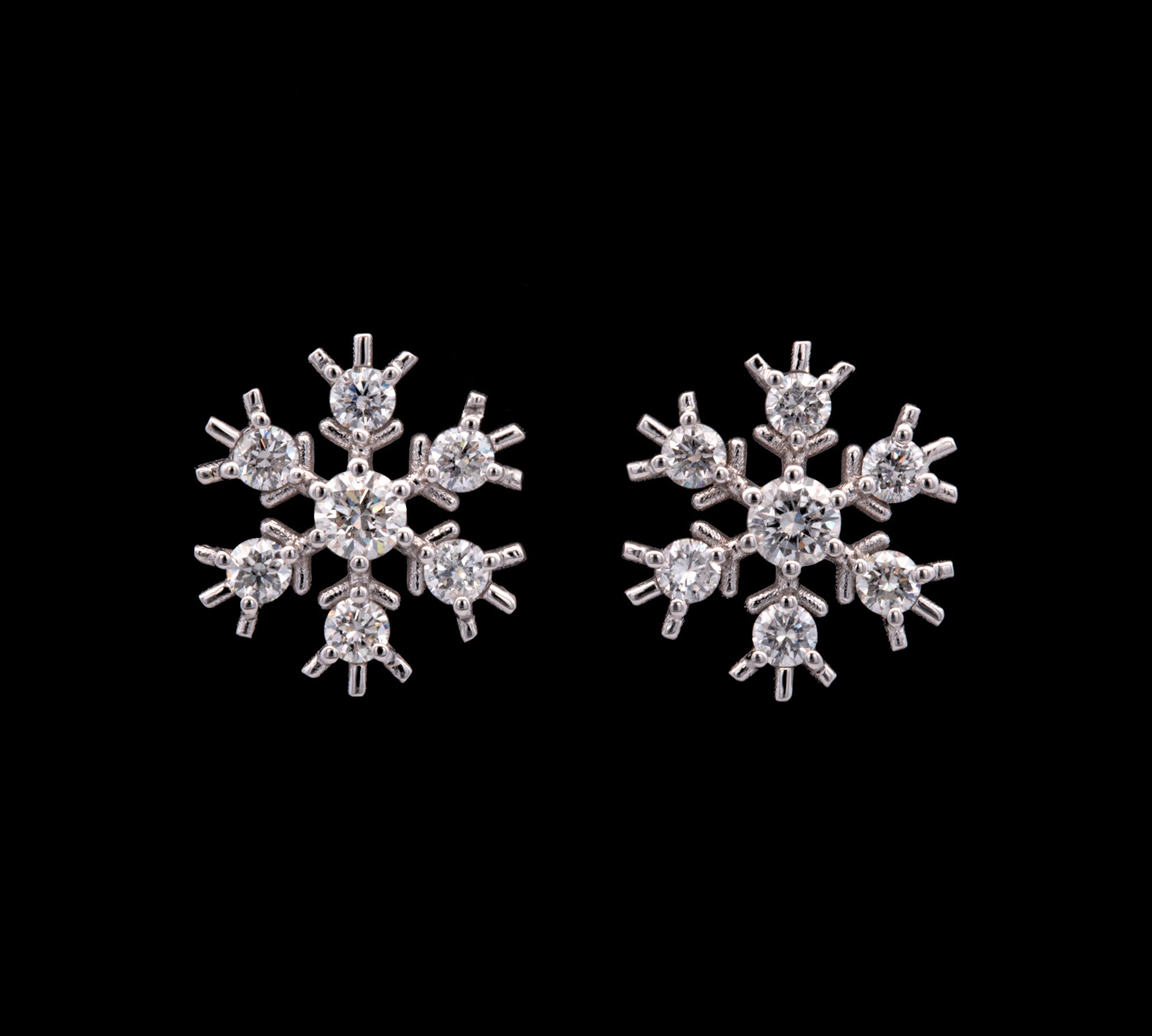 Stratton Vermont Diamond Snowflake Stud Earrings, 14K White Gold