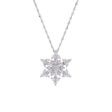 Large Stowe Strong Mixed Cut Diamond Snowflake Pendant With 18" Chain, 14K White Gold