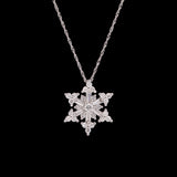 Large Stowe Strong Mixed Cut Diamond Snowflake Pendant With 18" Chain, 14K White Gold