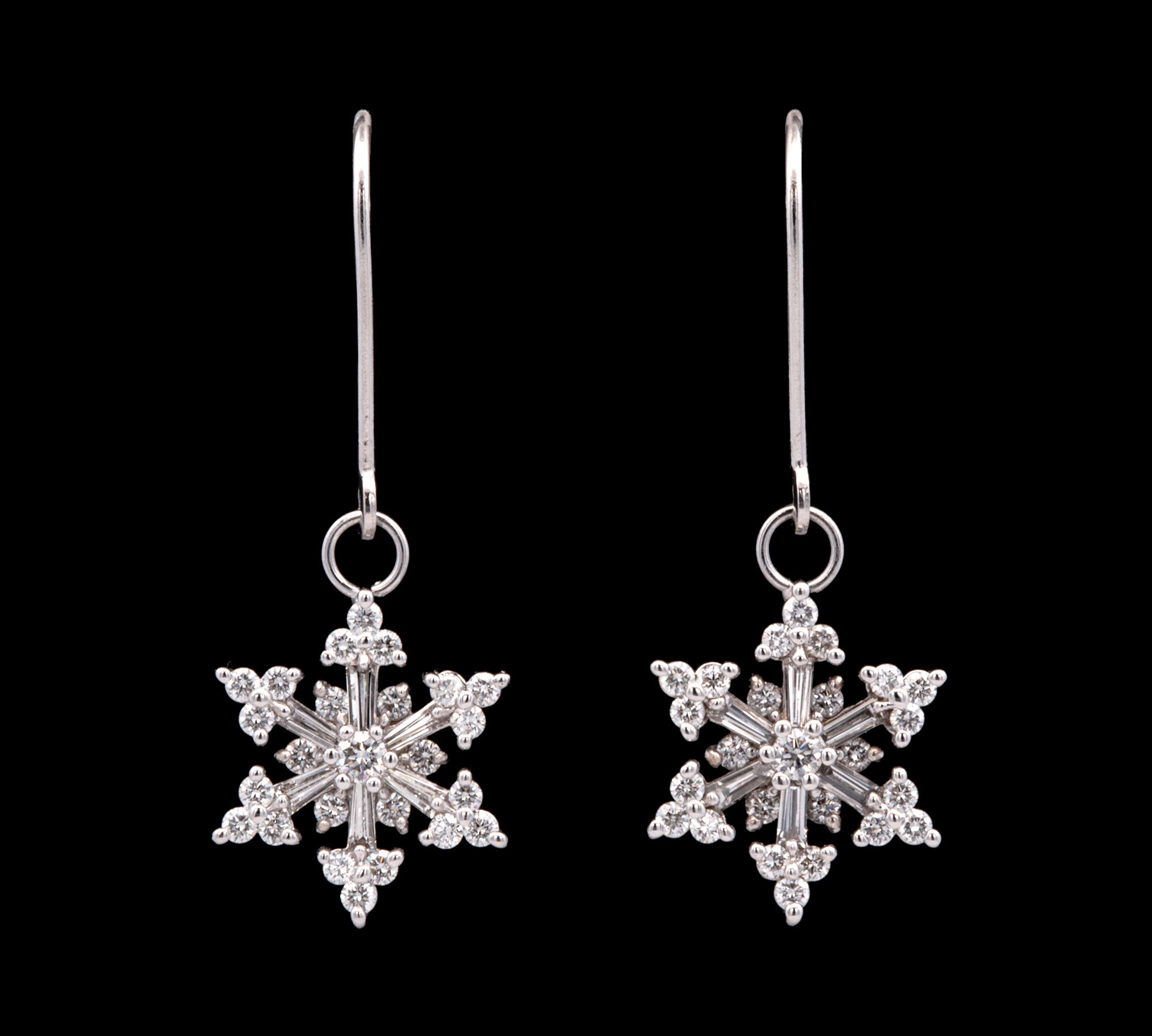 Stowe Strong Diamond Snowflake Drop Earrings, 14K White Gold
