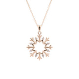 Cabot Diamond Snowflake Pendant With 18 Inch Chain, 14K Yellow Gold.