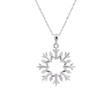 Cabot Diamond Snowflake Pendant With 18 Inch Chain, 14K White Gold