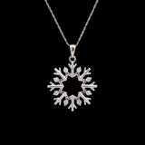 Cabot Diamond Snowflake Pendant With 18 Inch Chain, 14K White Gold