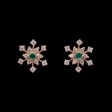 Waitsfield Emerald And Diamond Snowflake Stud Earrings, 14K Yellow Gold