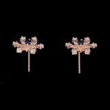Waitsfield Sapphire And Diamond Snowflake Stud Earrings, 14K Yellow Gold