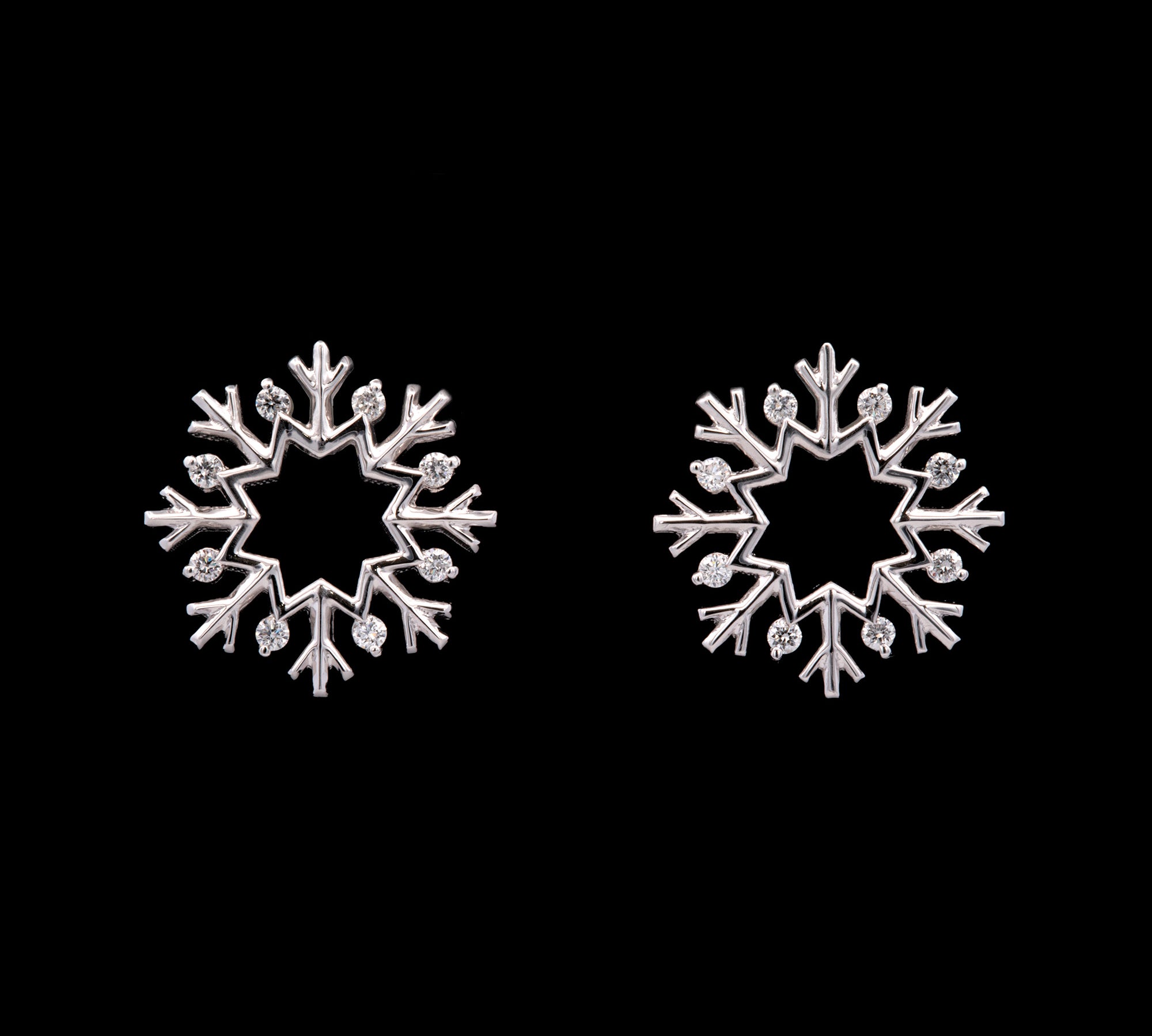 Cabot Diamond Snowflake Stud Earrings, 14K White Gold