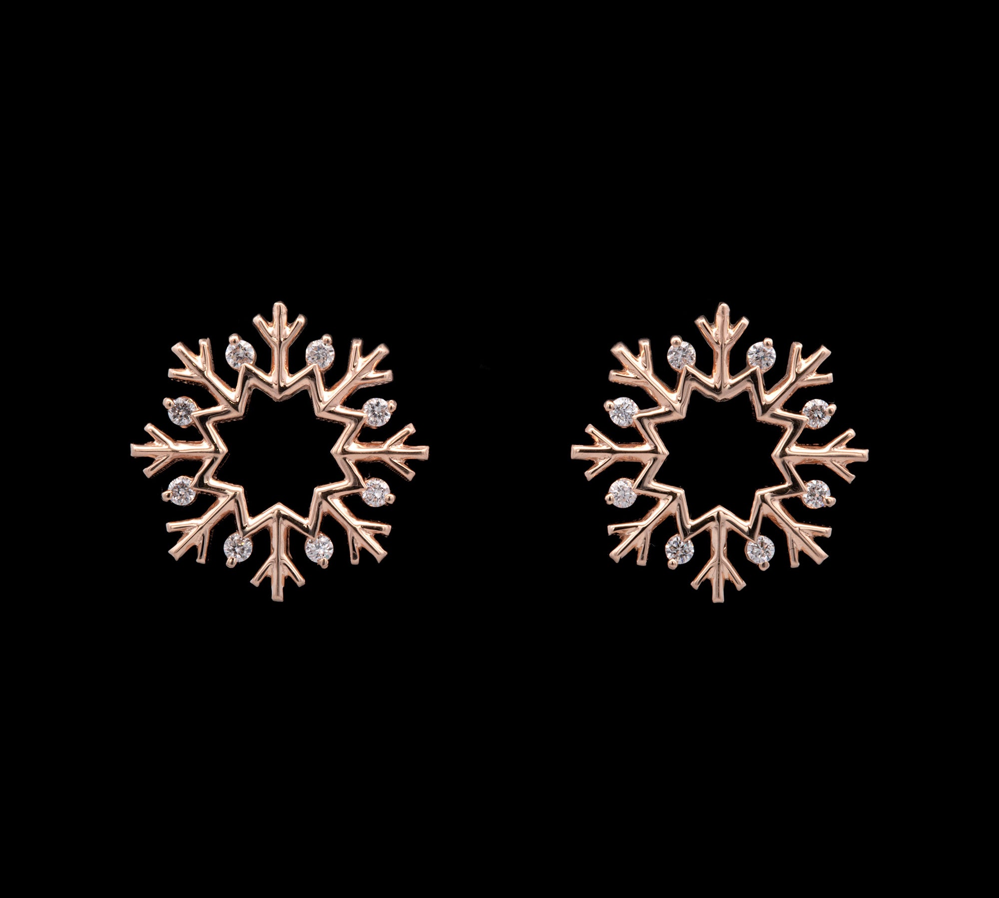 Cabot Diamond Snowflake Stud Earring, 14K White Gold