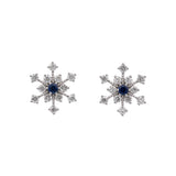 Waitsfield Sapphire and Diamond Snowflake Stud Earrings, 14K White Gold