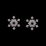 Waitsfield Sapphire and Diamond Snowflake Stud Earrings, 14K White Gold
