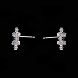 Waitsfield Sapphire and Diamond Snowflake Stud Earrings, 14K White Gold