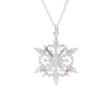 Ski Museum Snowflake and Skis Pendant With 18" Chain, Sterling Silver