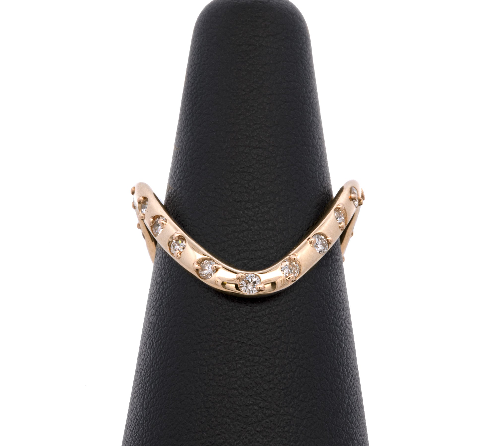 14K Yellow Gold Slalom Ring Wirth Diamond Accents