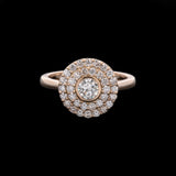 Custom 18K Yellow Gold Double Diamond Halo engagement Ring