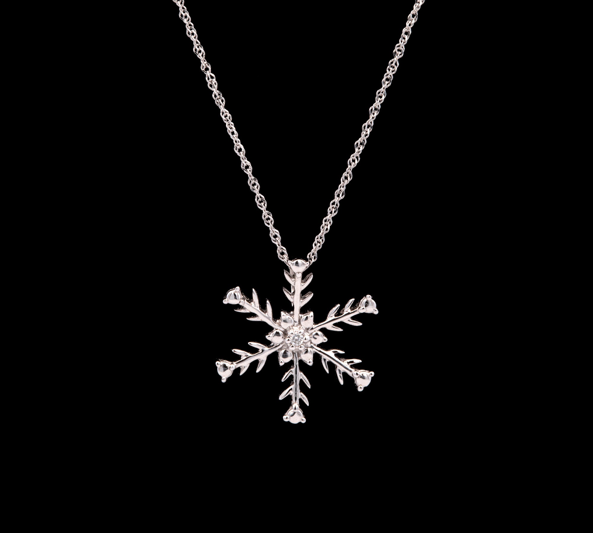 Arlington Diamond Snowflake Pendant With 18" Chain, 14K White Gold
