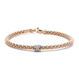 14K Yellow And White Gold Flexible Bracelet With Diamond "X"