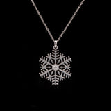 Bolton Diamond Center Snowflake Pendant With 18" Chain, 14K White Gold