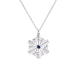 Bolton Sapphire Center Snowflake Pendant With 18" Chain, 14K White Gold