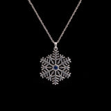Bolton Sapphire Center Snowflake Pendant With 18" Chain, 14K White Gold