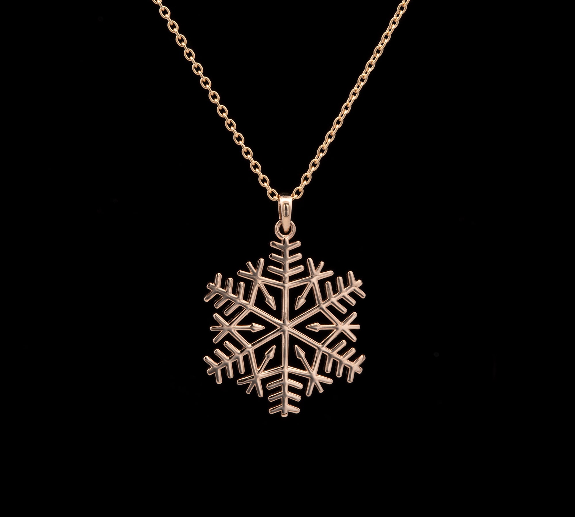 Bolton Snowflake Pendant With 18" Chain, 14K Yellow Gold