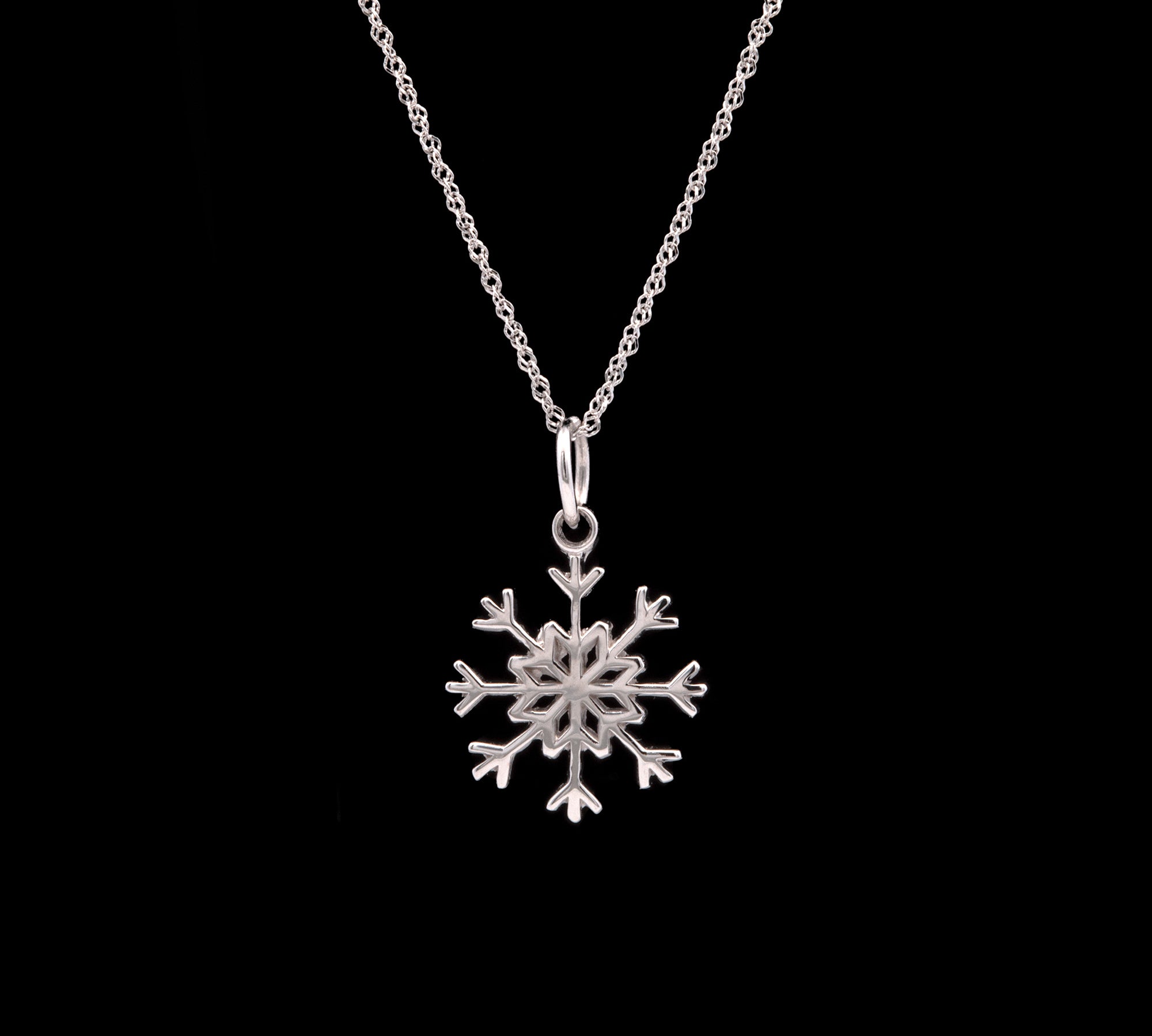 Calais Snowflake Pendant With 18" Chain, 14K White Gold