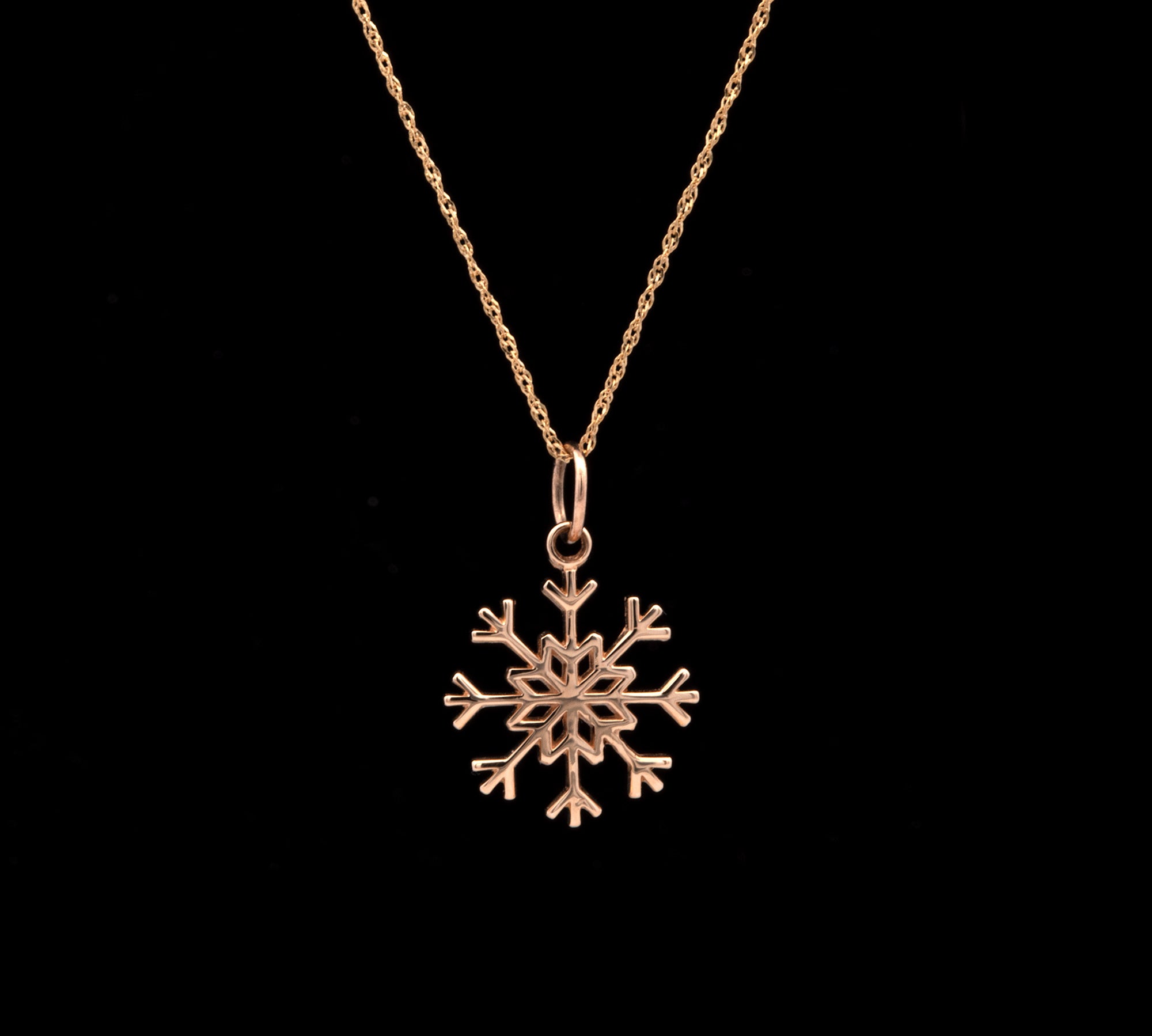 Calais Snowflake Pendant With 18" Chain, 14K Yellow Gold