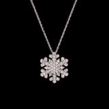 Charlotte Diamond Snowflake Pendant With 18" Chain, 14K White Gold