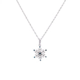 Colchester Small 0.10ctw Mixed Cut Diamond Snowflake Pendant With 18 Inch Chain, 14K White Gold