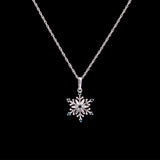 Colchester Small 0.10ctw Mixed Cut Diamond Snowflake Pendant With 18 Inch Chain, 14K White Gold