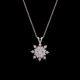 Craftsbury Diamond Snowflake Pendant With 18" Chain, 14K White Gold