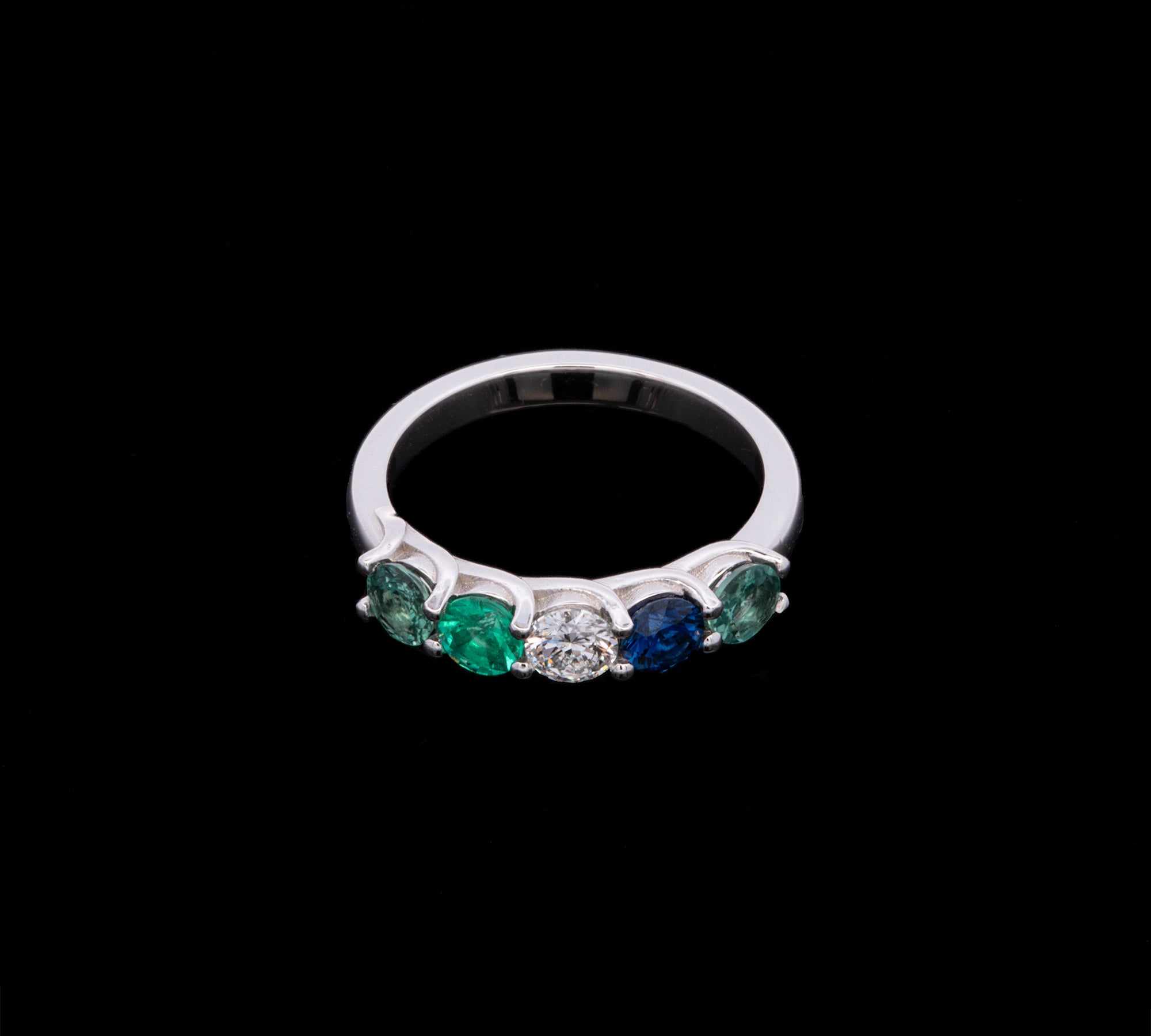 Custom Platinum Lucida Set Five Stone Mother's Ring