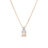 Custom 14K Yellow And White Gold Fancy Yellow Rectangular Radiant Cut Diamond And White Trapezoid Cut Diamond Pendant