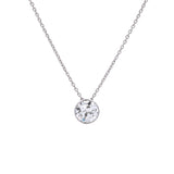 Custom 14K White Gold Thin Bezel Slide Style Solitaire 0.88ctw Diamond Pendant With 15.5 Inch Chain